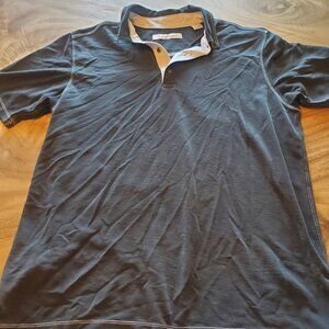 Tommy Bahama Mens Polo Shirt Size L Black  White trim Modal & Polyester